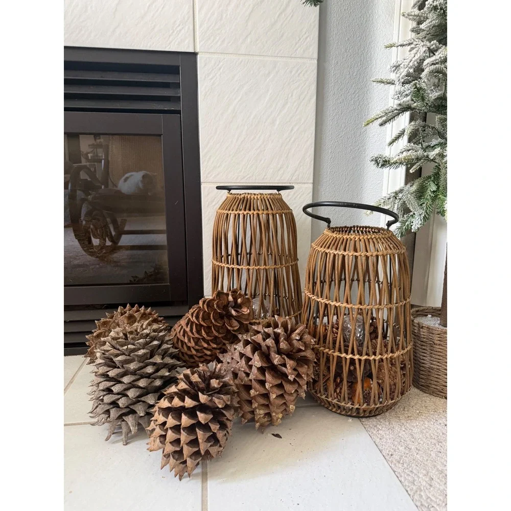 Large Natural Pine Cones Set of 3 Rustic Woodland Home Decor Centerpiece Filler